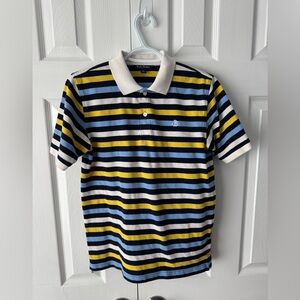 Brooks Brothers Blue Yellow & White Striped Cotton Polo Shirt L
